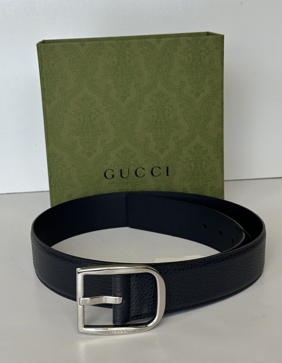 Gucci Men's Dollar Calf Leather Belt Blue 85/34 Made in Italy 449716 NWT