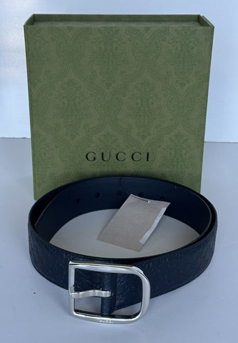 Gucci Men's Microguccissima Dollar Calf Leather Belt Blue 85/34 Italy 449716 NWT