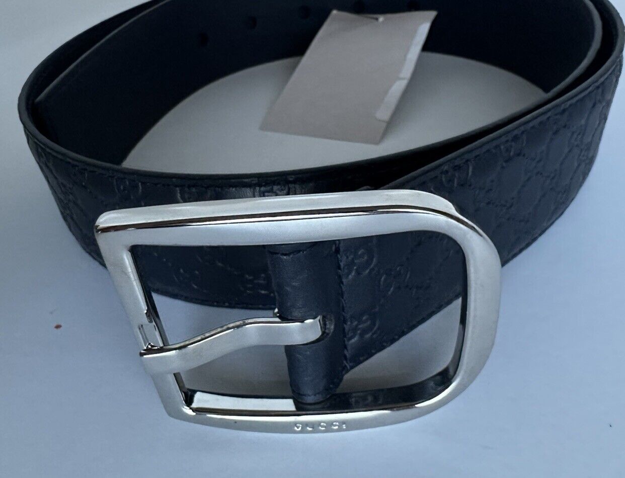 Gucci Men's Microguccissima Dollar Calf Leather Belt Blue 85/34 Italy 449716 NWT