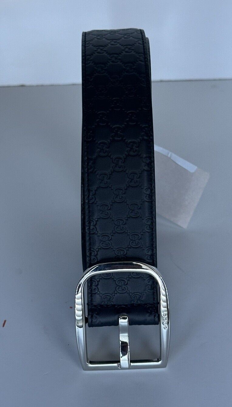 Gucci Men's Microguccissima Dollar Calf Leather Belt Blue 85/34 Italy 449716 NWT