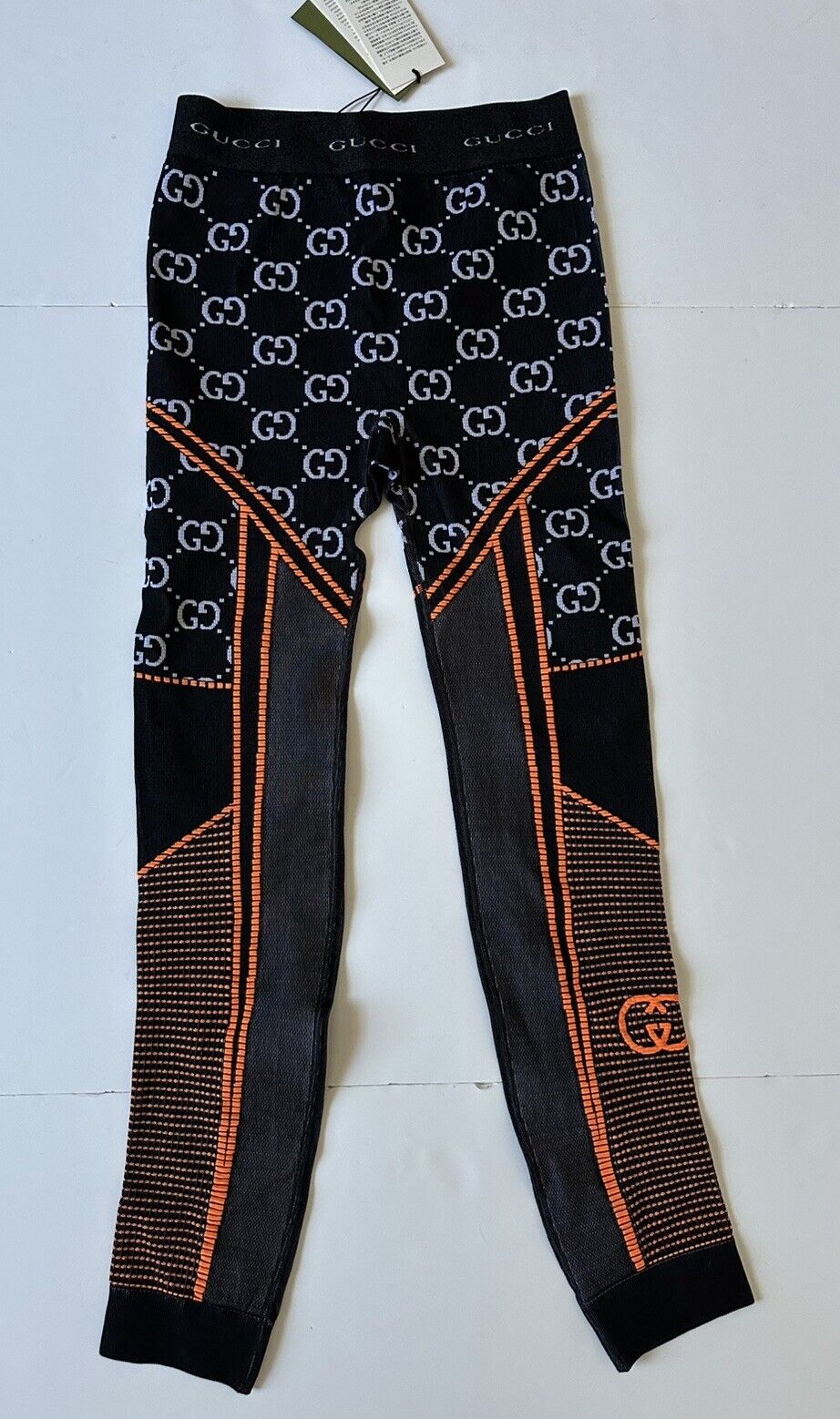 Gucci GG Jacquard Leggings Pants Black/Orange Medium 689203 NWT $920