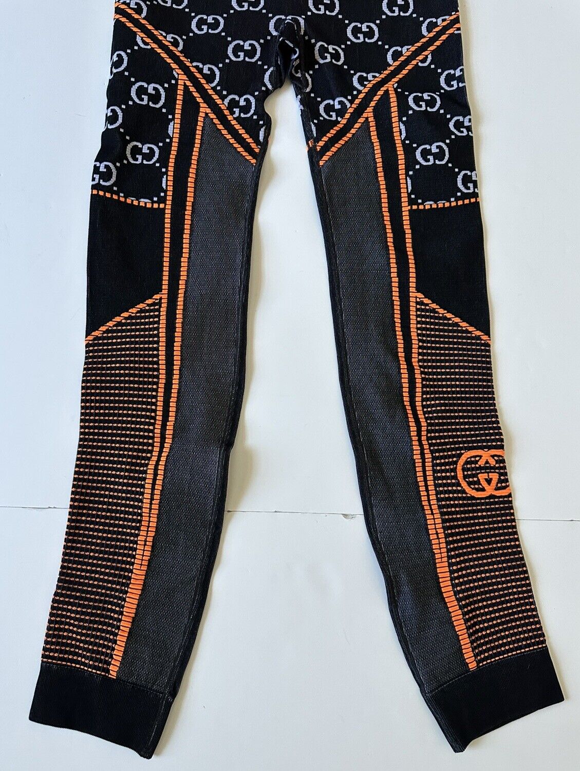 Gucci GG Jacquard Leggings Pants Black/Orange Medium 689203 NWT $920