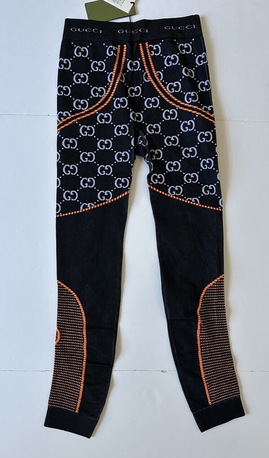 Gucci GG Jacquard Leggings Pants Black/Orange Medium 689203 NWT $920