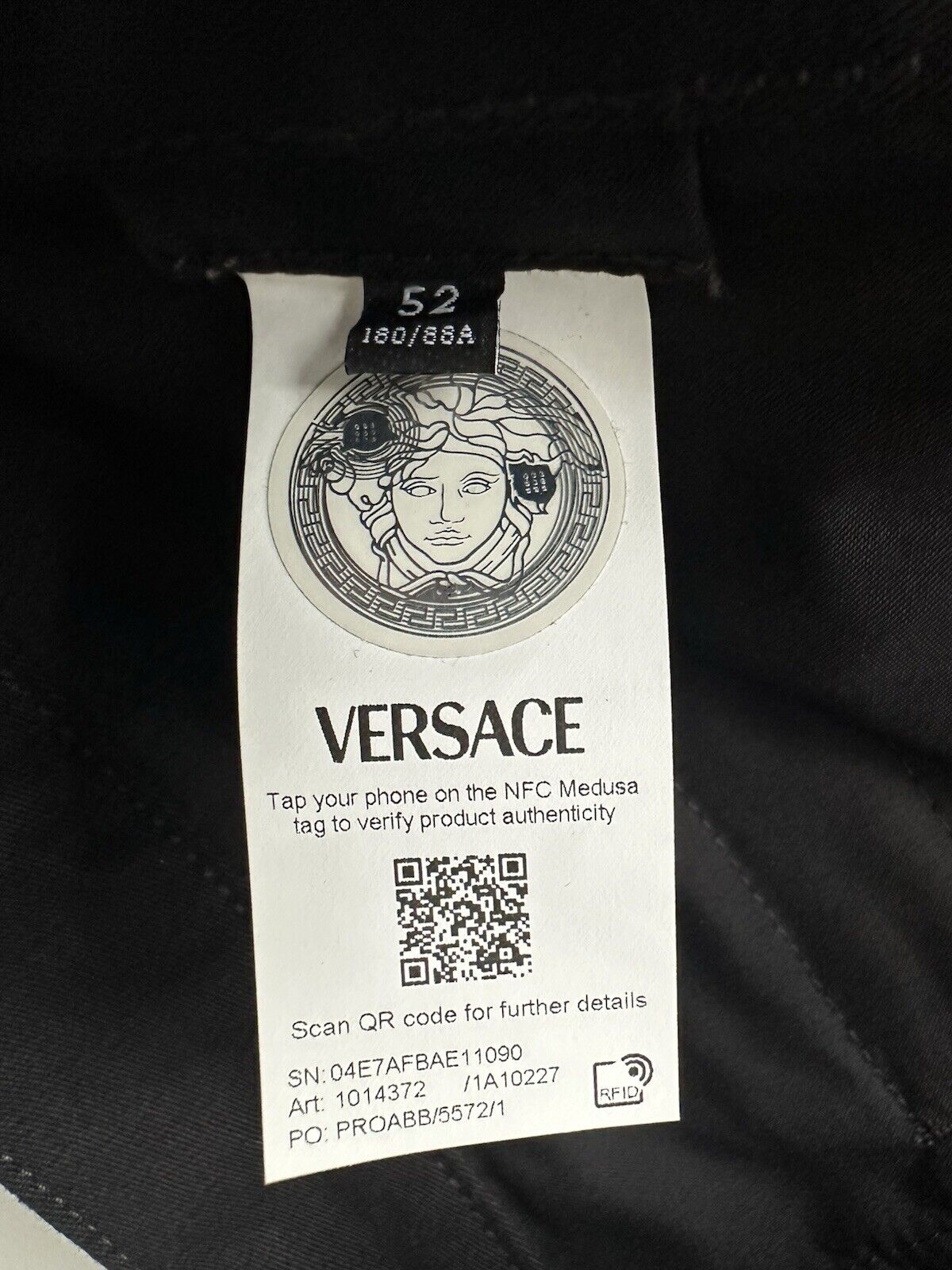 Versace Men's Black/Gold Cotton Casual Pants 36 US (52 Euro) 1014372 NWT $900