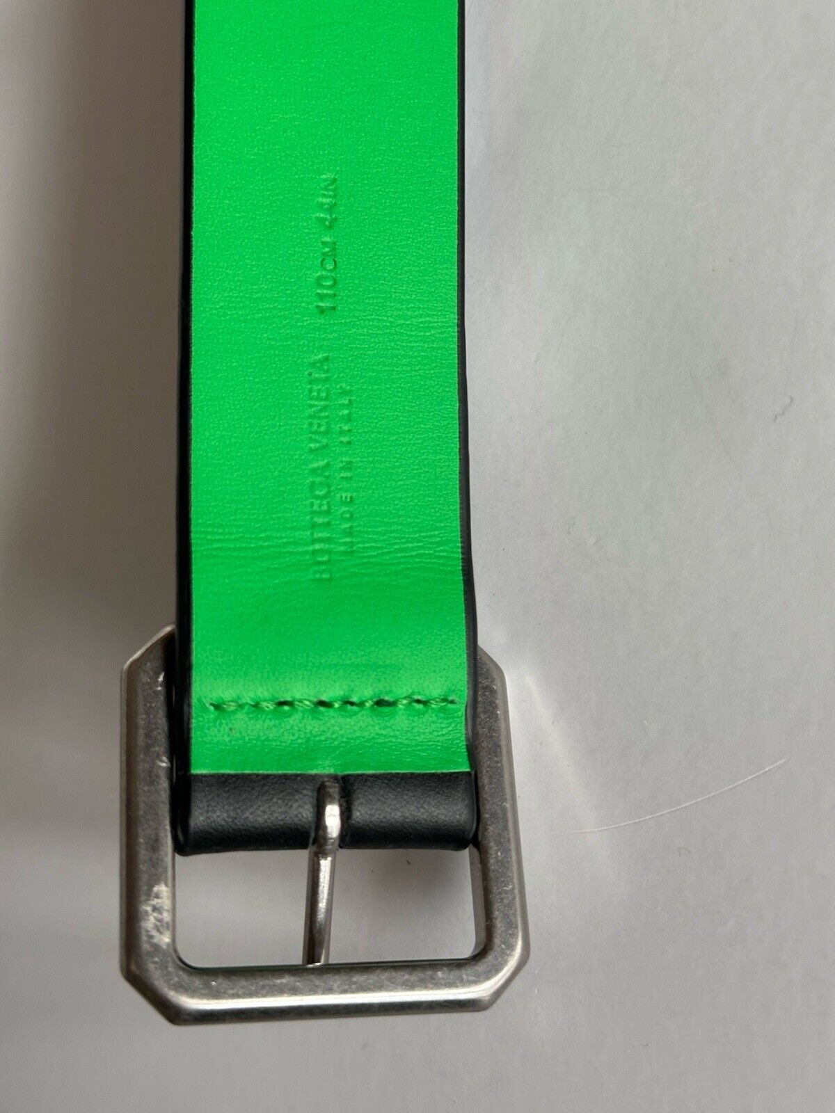 Bottega Veneta Reversible Leather Black/Green Belt 44/110 Italy 690693 NWT $490