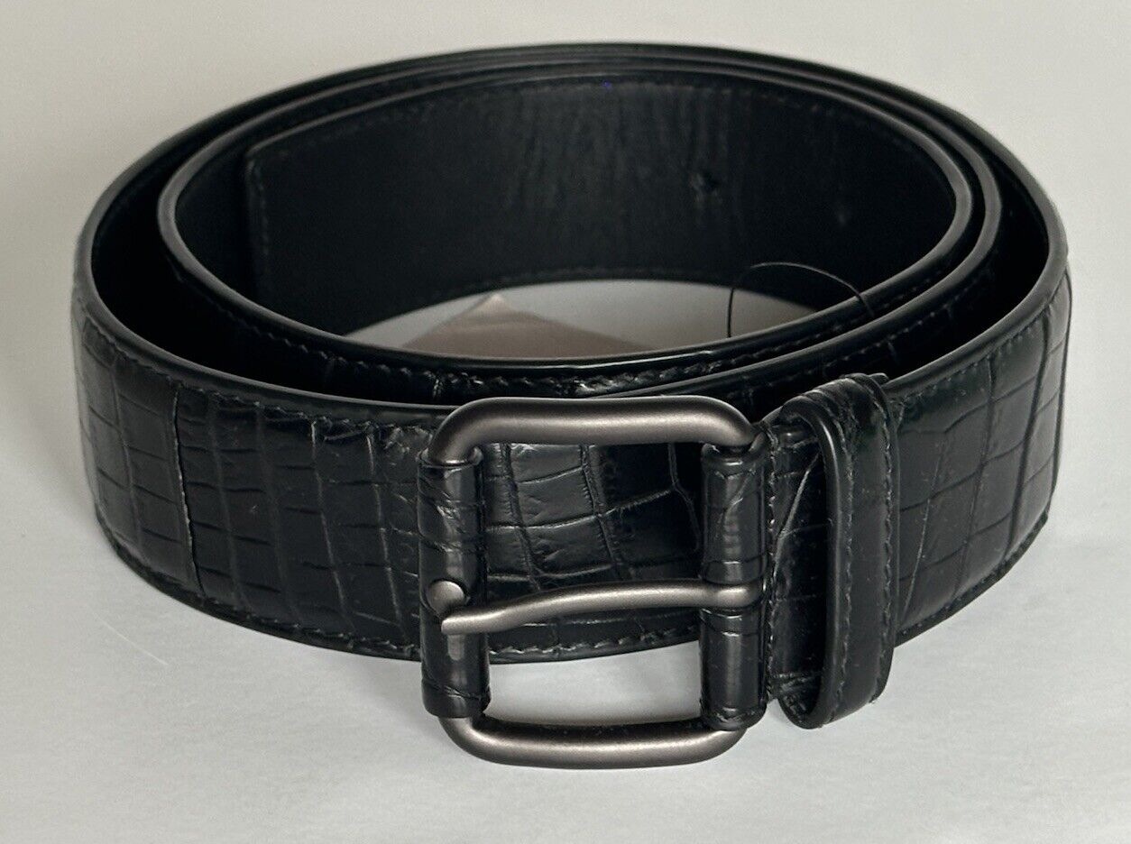 Bottega Veneta Crocodile Soft Leather Black Belt 40/100 IT 288168 NWT $1980