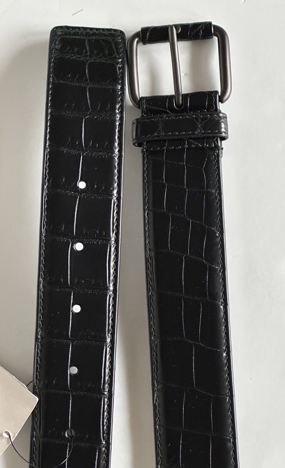 Bottega Veneta Crocodile Soft Leather Black Belt 40/100 IT 288168 NWT $1980