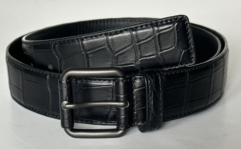 Bottega Veneta Crocodile Soft Leather Black Belt 38/95 Italy 358138 NWT $1850