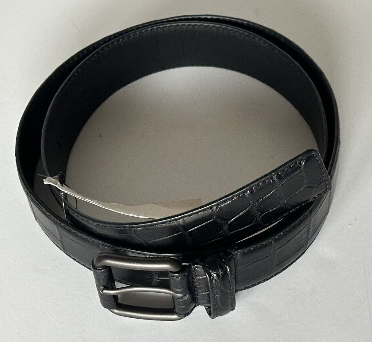 Bottega Veneta Crocodile Soft Leather Black Belt 38/95 Italy 358138 NWT $1850