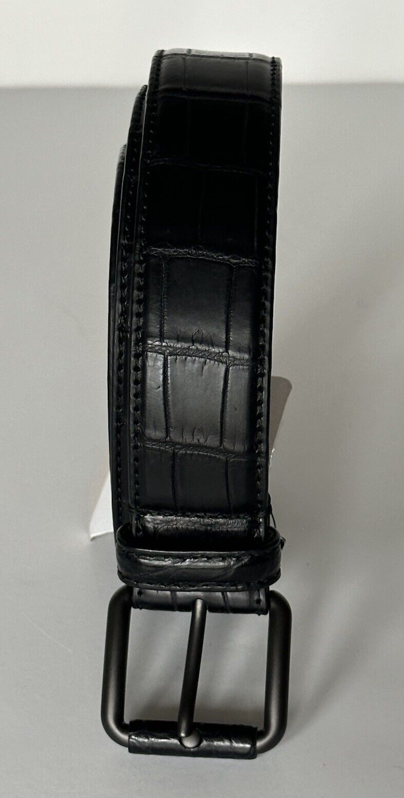 Bottega Veneta Crocodile Soft Leather Black Belt 38/95 Italy 358138 NWT $1850