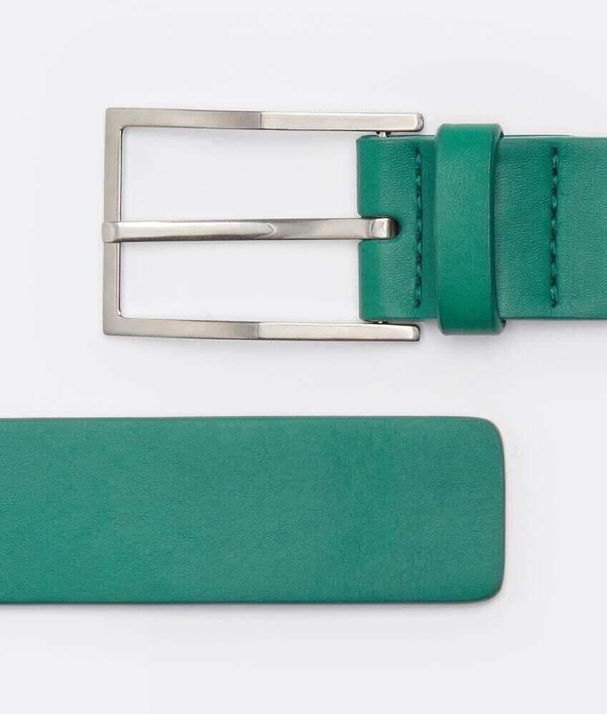 Bottega Veneta Racing Green French Calf Leather Belt 38/95 Italy 649378 NWT $480