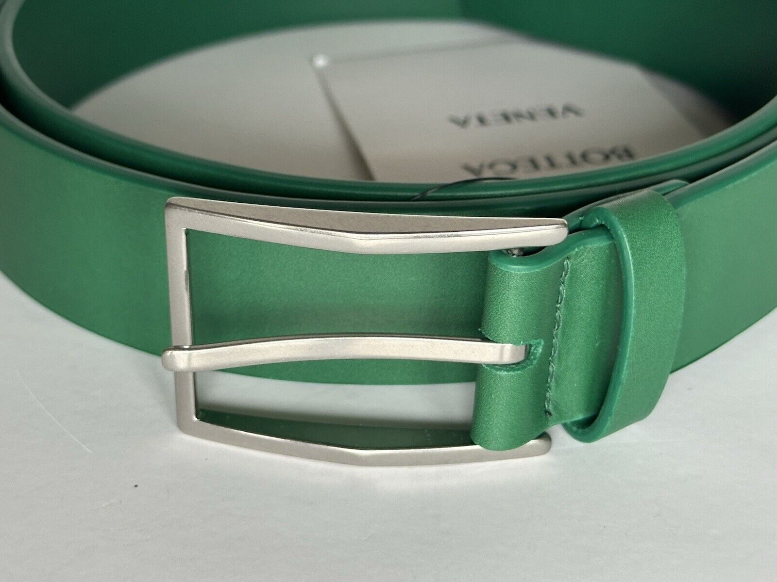 Bottega Veneta Racing Green French Calf Leather Belt 38/95 Italy 649378 NWT $480