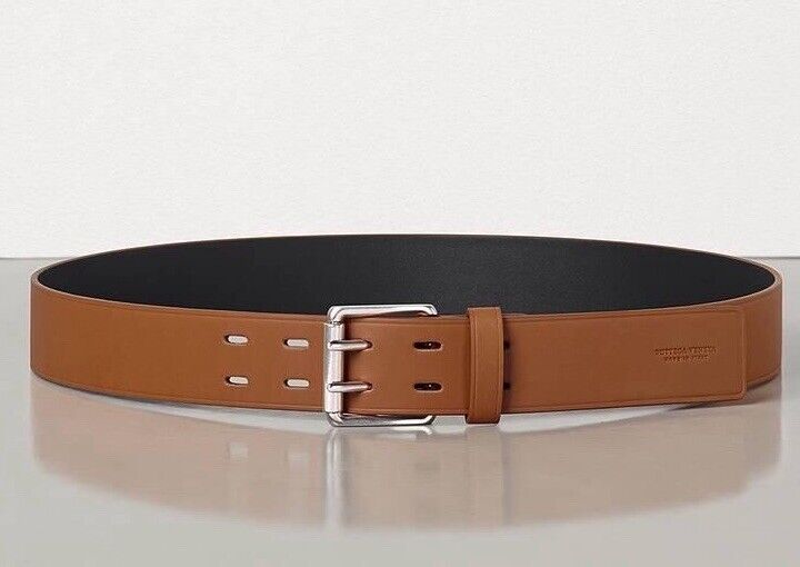 Bottega Veneta Double Prong Brown Calf Leather Belt 40/100 Italy 574859 NWT $490