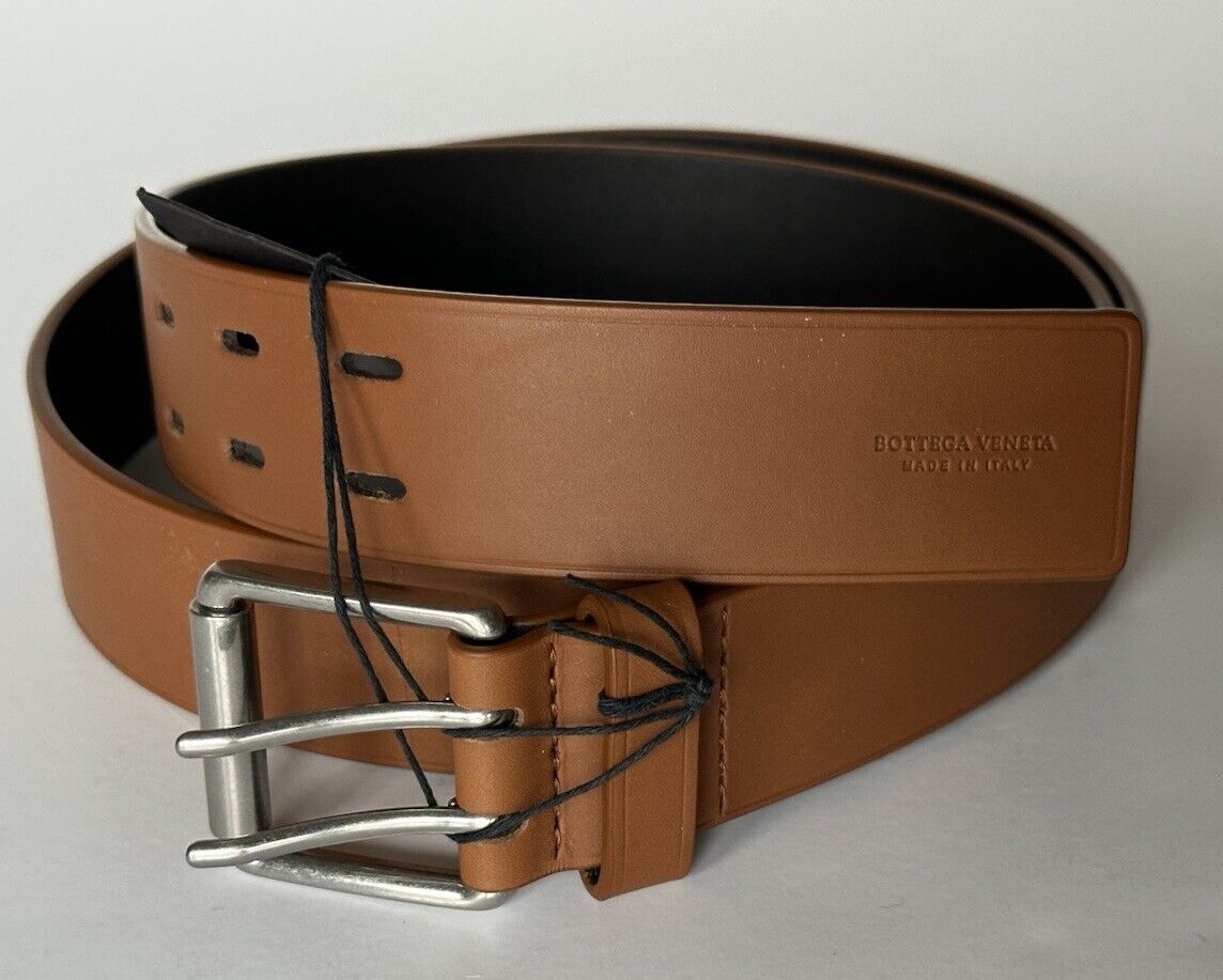 Bottega Veneta Double Prong Brown Calf Leather Belt 40/100 Italy 574859 NWT $490