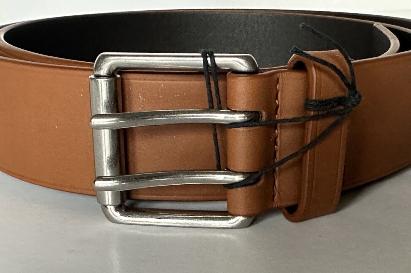 Bottega Veneta Double Prong Brown Calf Leather Belt 40/100 Italy 574859 NWT $490