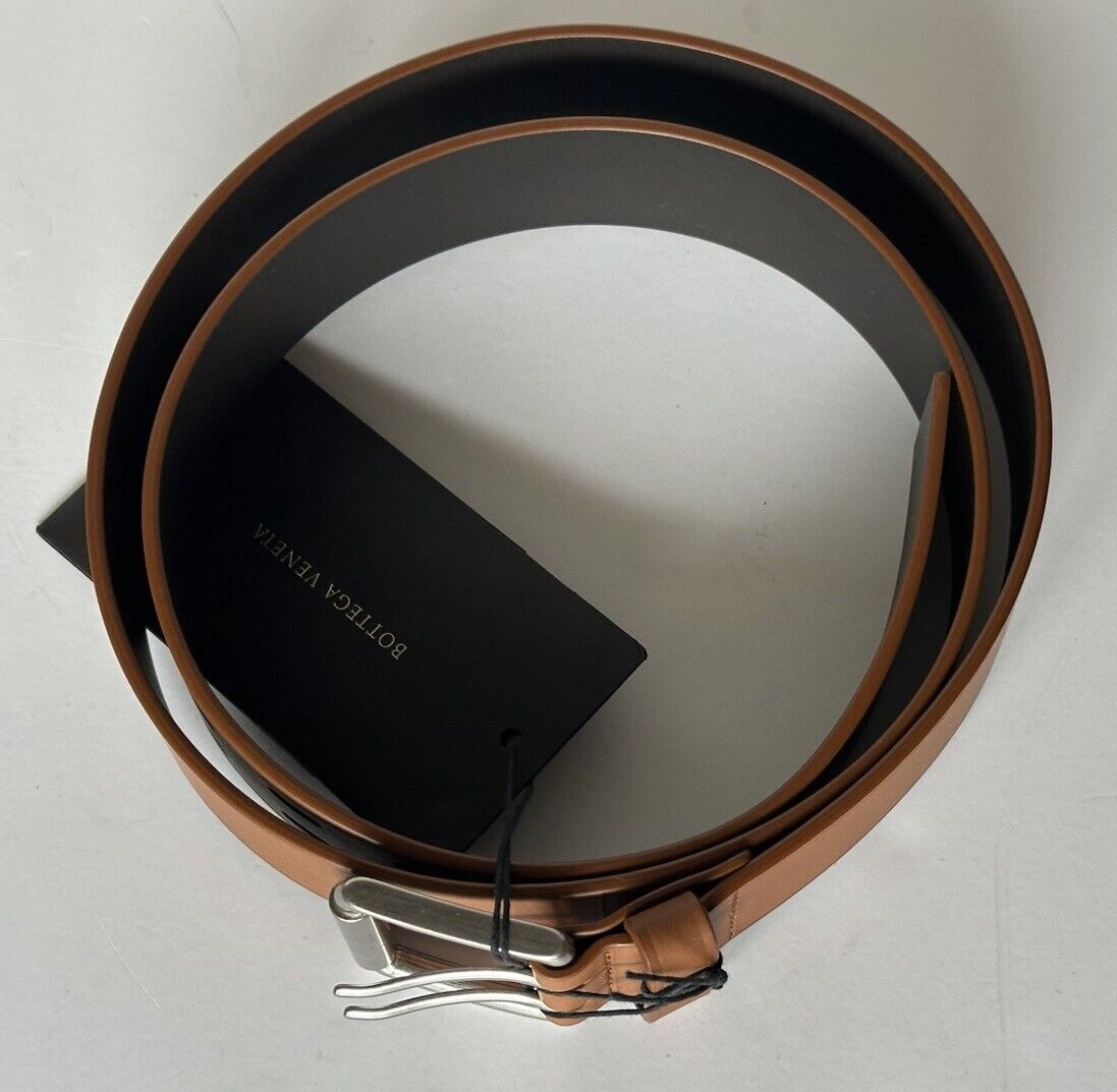 Bottega Veneta Double Prong Brown Calf Leather Belt 40/100 Italy 574859 NWT $490