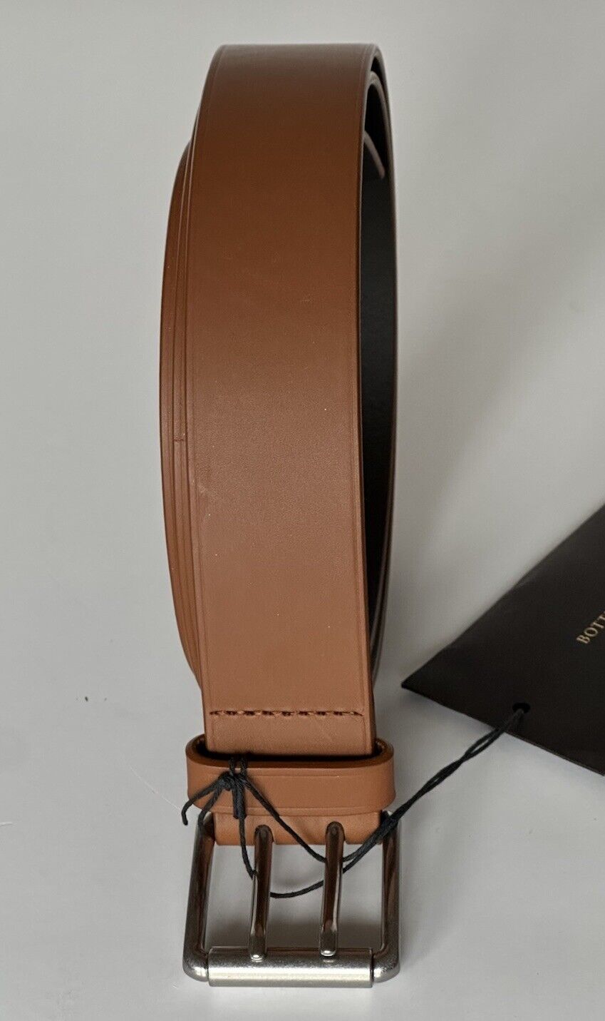 Bottega Veneta Double Prong Brown Calf Leather Belt 40/100 Italy 574859 NWT $490