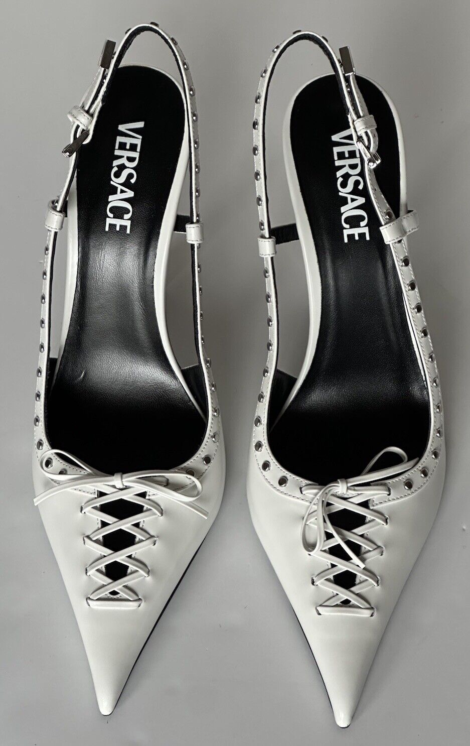 Versace Sling Back Women�s Leather Pump Shoes White 10 US (40 Eu) 1008205 $1575