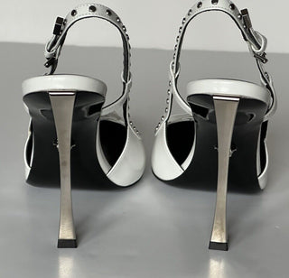 Versace Sling Back Women‘s Leather Pump Shoes White 10.5 US (40.5) 1008205 $1575