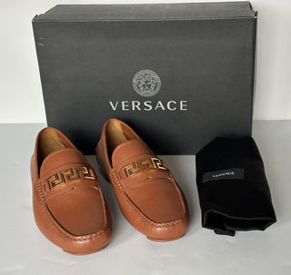 VERSACE Men's Brown Calf Leather Driver Shoes 7.5 US (40.5 Eu) DSU6014