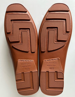 VERSACE Men's Brown Calf Leather Driver Shoes 7.5 US (40.5 Eu) DSU6014