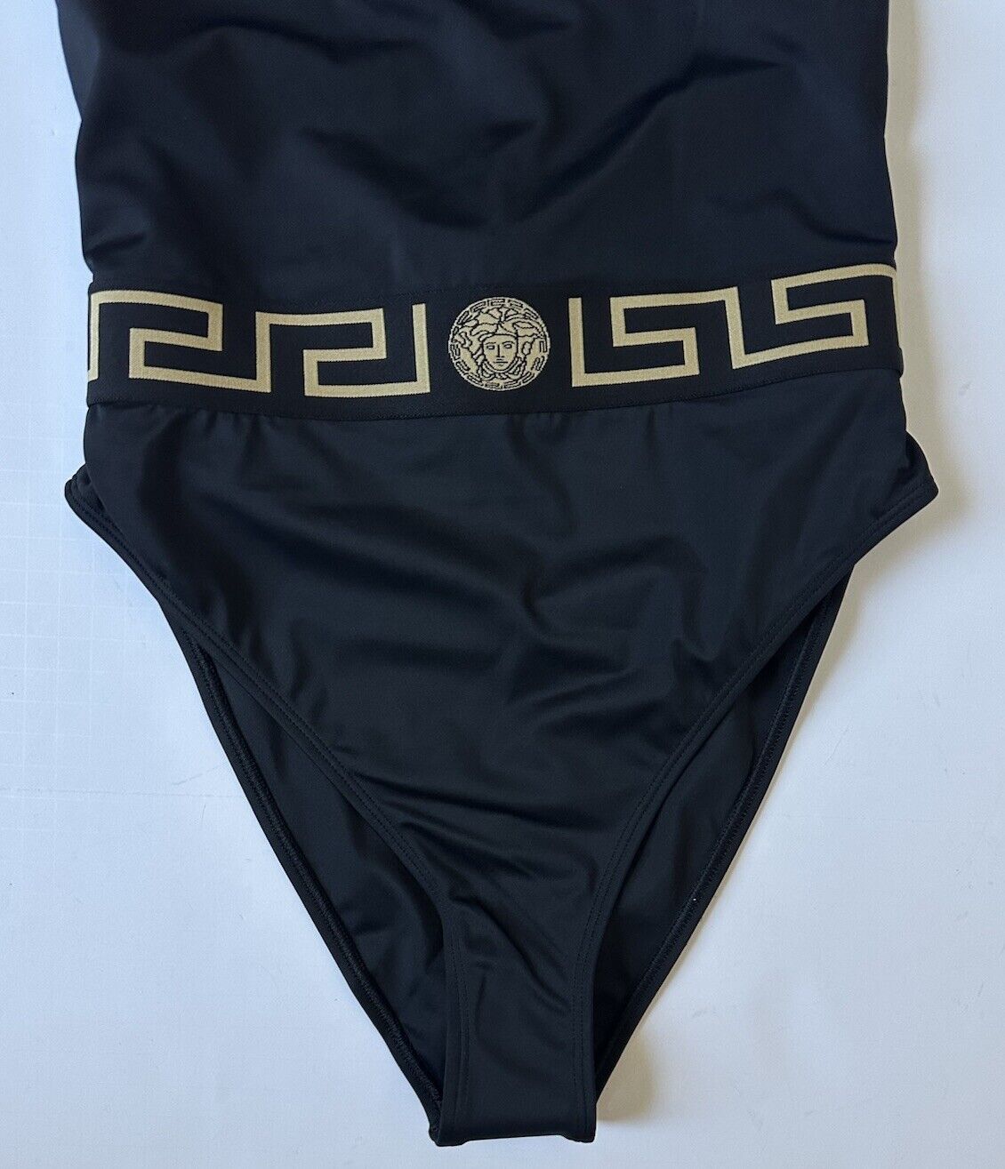 Versace Greek Key Women's Black/Gold Swim Suit Size 2 Italy 1003204 NWT