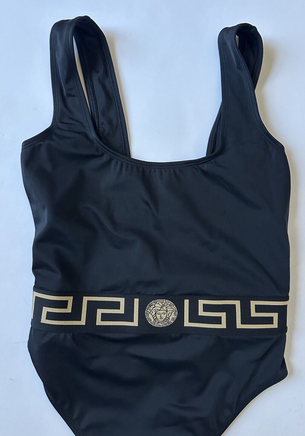 Versace Greek Key Women's Black/Gold Swim Suit Size 2 Italy 1003204 NWT