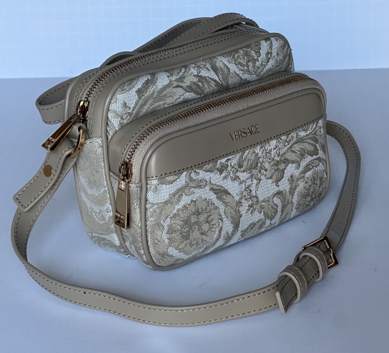 Versace Barocco-jacquard Small Crossbody Beige Bag Italy 1012856 NWT $1150