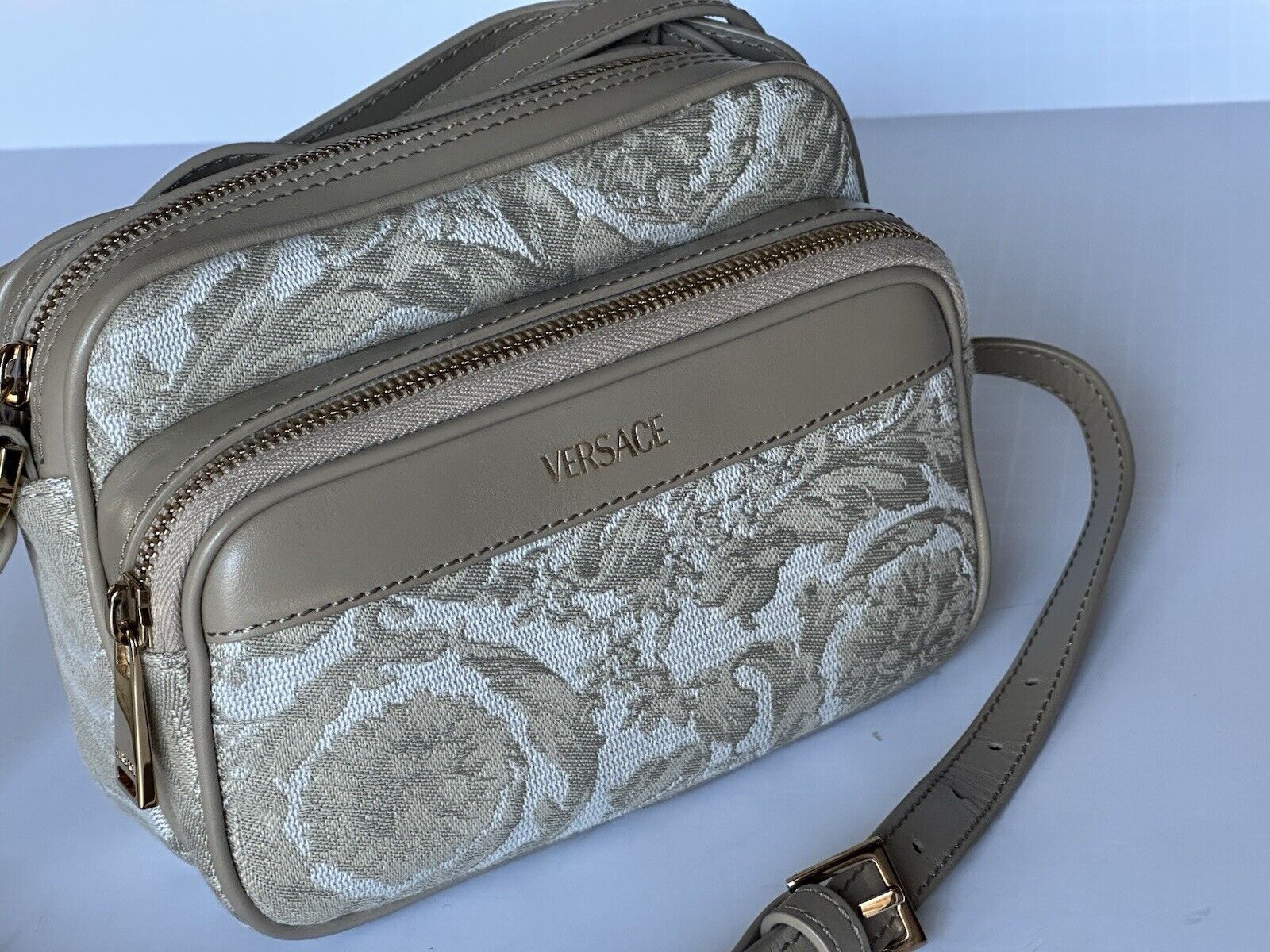 Versace Barocco-jacquard Small Crossbody Beige Bag Italy 1012856 NWT $1150