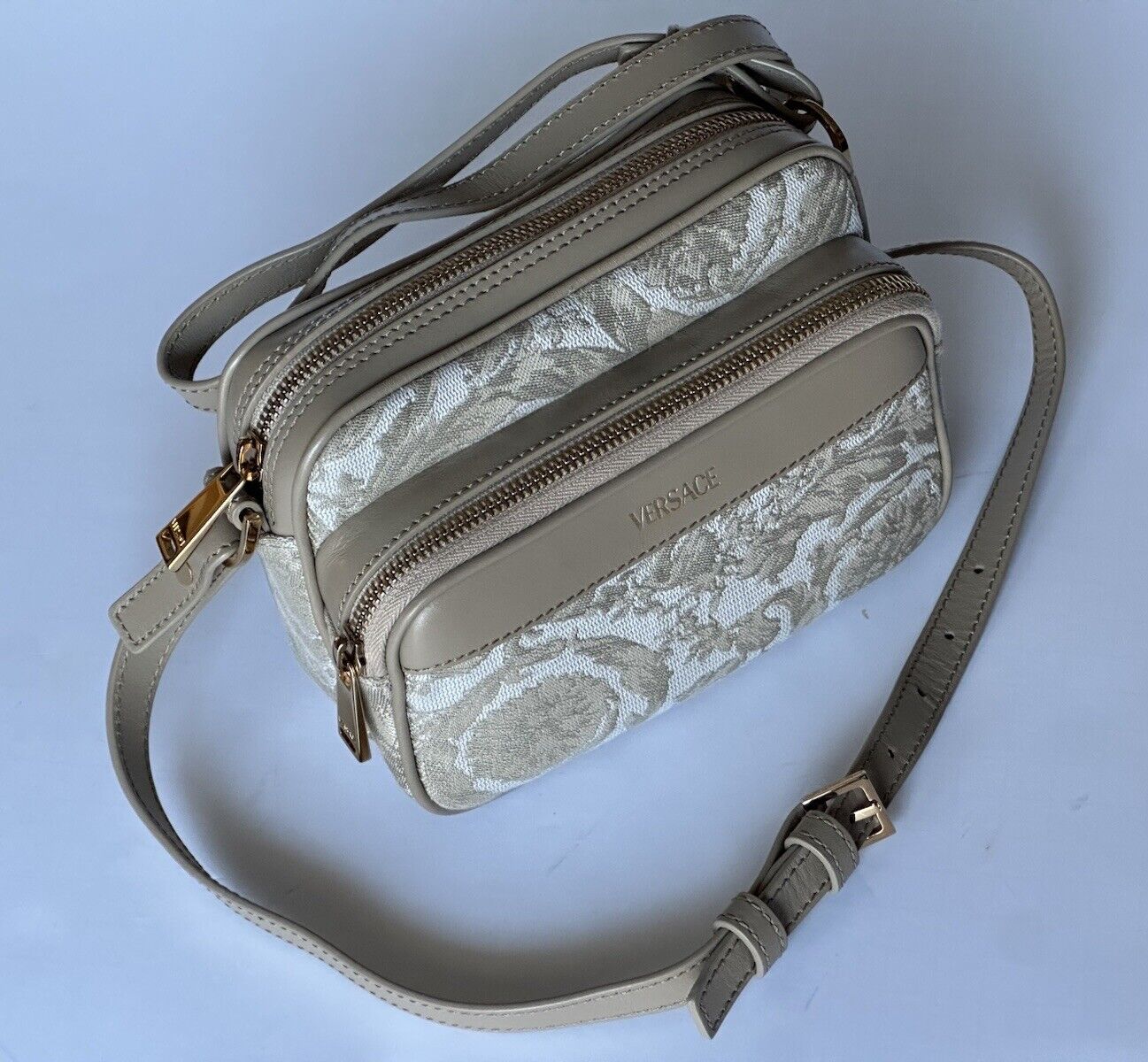 Versace Barocco-jacquard Small Crossbody Beige Bag Italy 1012856 NWT $1150