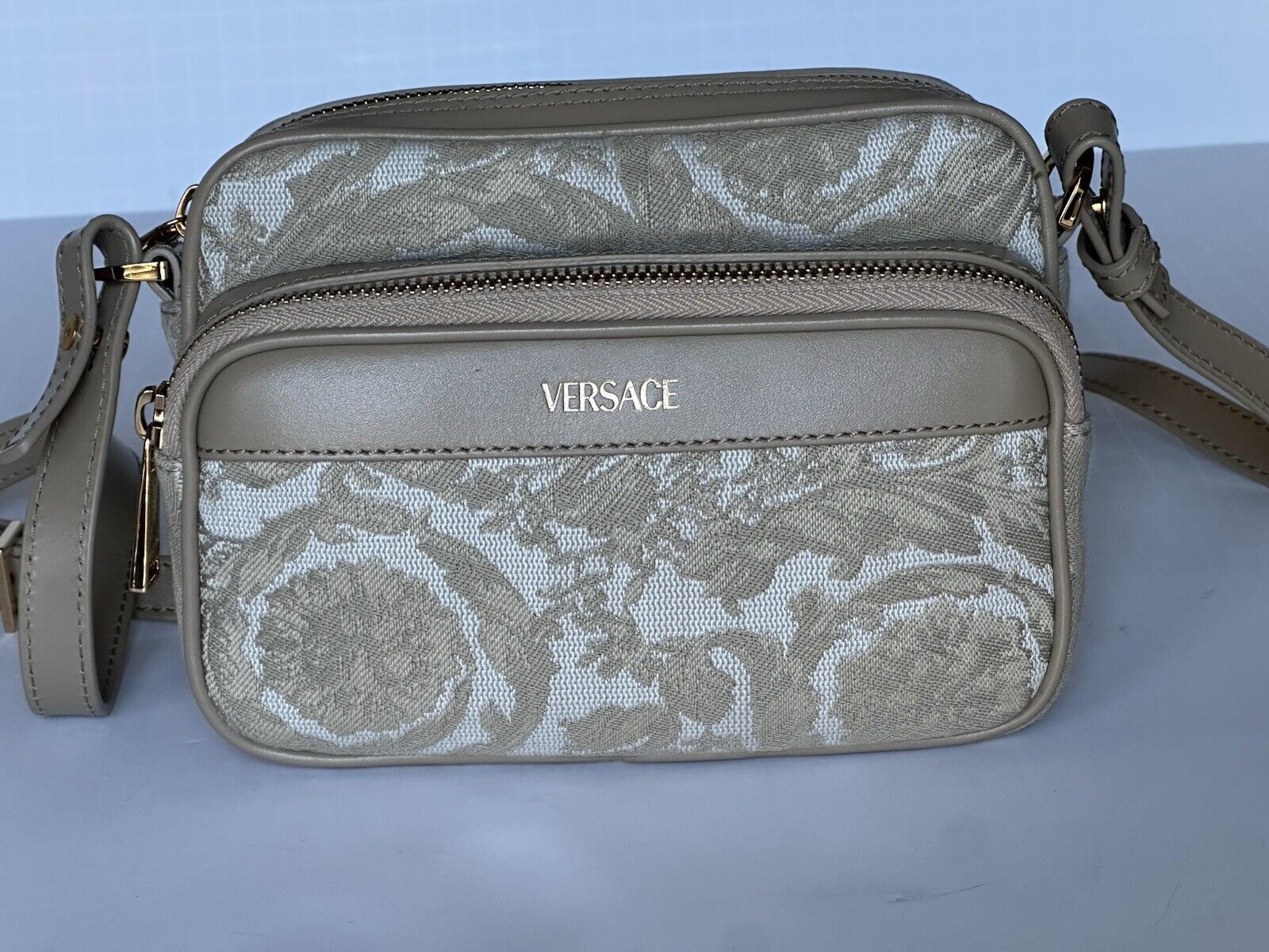 Versace Barocco-jacquard Small Crossbody Beige Bag Italy 1012856 NWT $1150