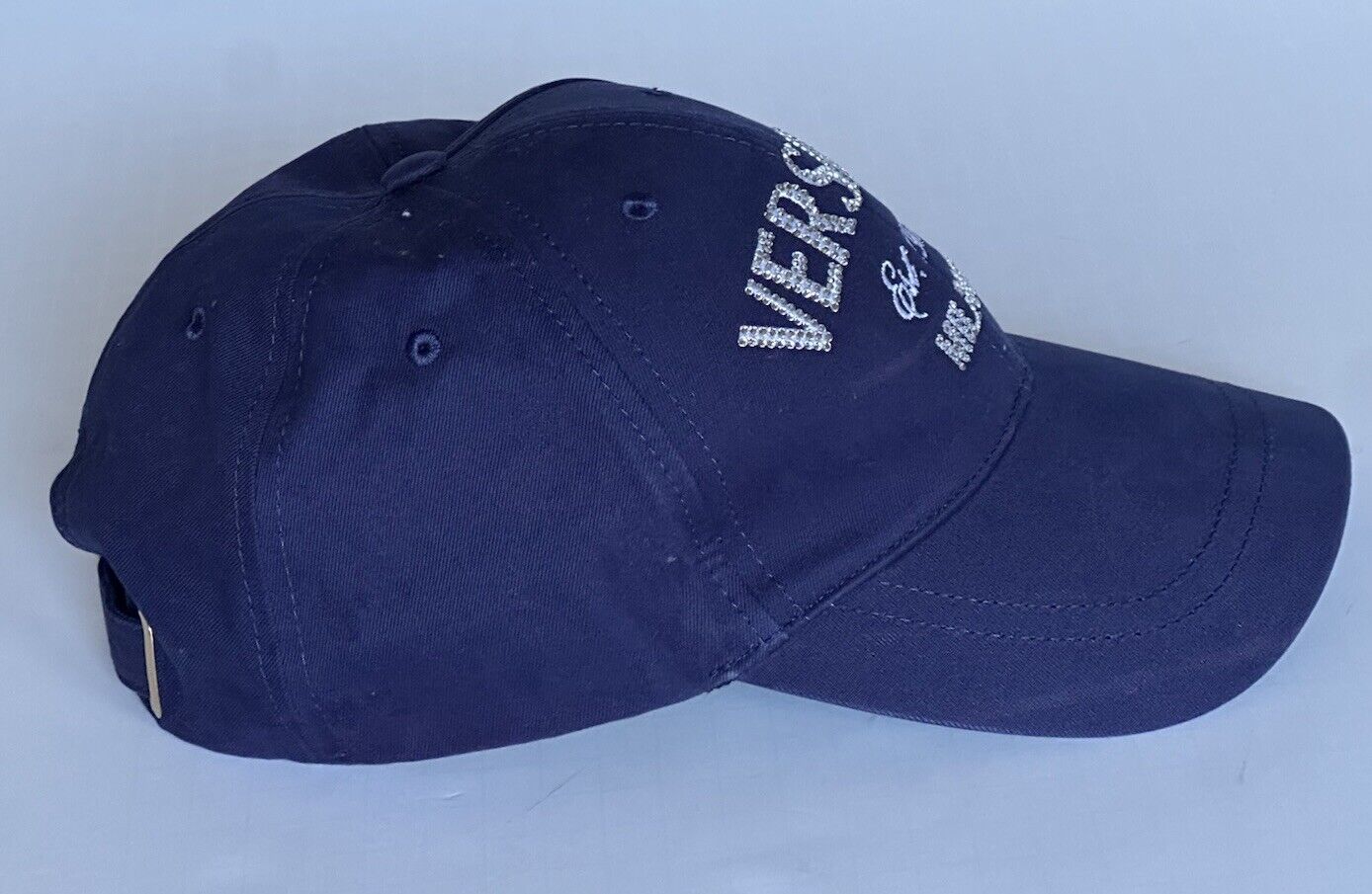 Versace Logo Drill Cotton Baseball Cap Hat Blue Size 60 Italy 1012752 NWT $550