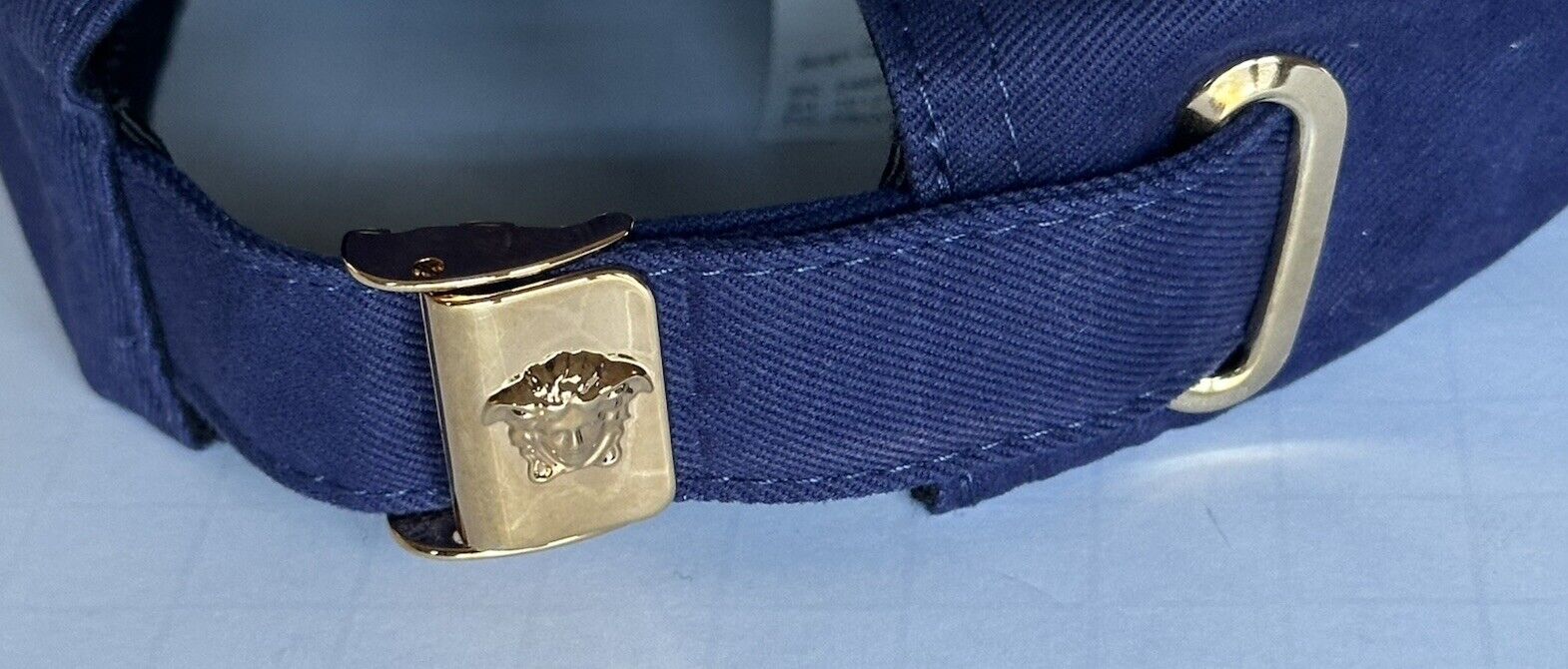 Versace Logo Drill Cotton Baseball Cap Hat Blue Size 60 Italy 1012752 NWT $550