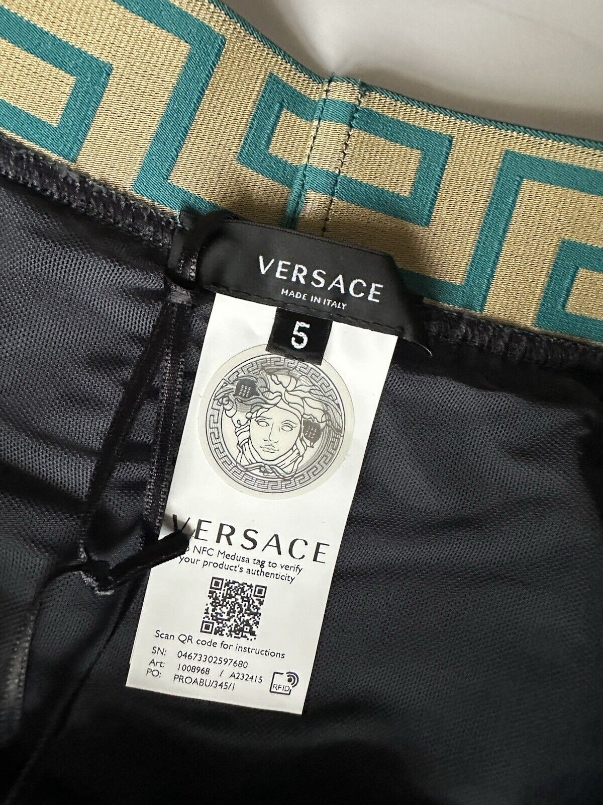 Versace Greek Key Logo Men's Gray Swim Shorts Size 5 (32”) IT 1008968 NWT $425