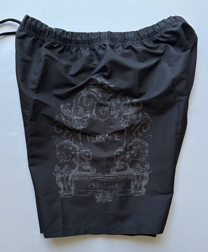 Versace Logo Men's Black Swim Shorts Size 5 (32") IT 1001598 Italy NWT