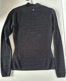 Versace Crocodile Texture Black Top Knit Sweater 10US 48 IT  1011299 NWT $1225