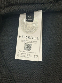 Versace Crocodile Texture Black Top Knit Sweater 10US 48 IT  1011299 NWT $1225
