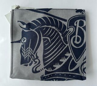 Burberry Knight Logo Canvas Pouch Clutch Gray/Blue 80838681 Italy NWT $910