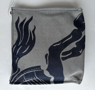 Burberry Knight Logo Canvas Pouch Clutch Gray/Blue 80838681 Italy NWT $910
