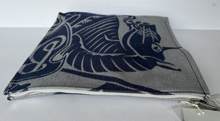 Burberry Knight Logo Canvas Pouch Clutch Gray/Blue 80838681 Italy NWT $910