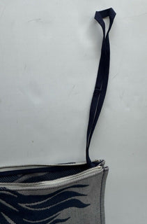 Burberry Knight Logo Canvas Pouch Clutch Gray/Blue 80838681 Italy NWT $910