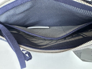 Burberry Knight Logo Canvas Pouch Clutch Gray/Blue 80838681 Italy NWT $910