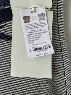 Burberry Knight Logo Canvas Pouch Clutch Gray/Blue 80838681 Italy NWT $910