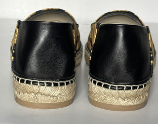 VERSACE Barocco Print Gold/Black Canvas Espadrilles 12 US 1014774 Spain NIB $700