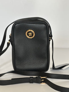 Versace Leather Gold Medusa Grainy Leather Mini Crossbody Bag 1008863 NWT $850
