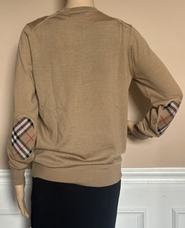 Burberry Bempton Wool Camel Elbow Patch Sweater Large 8075017 NWT $830