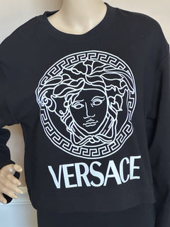 Versace Medusa Black Cotton Crop Sweatshirt 10 US (46 Euro) 1008413 $700