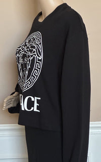 Versace Medusa Black Cotton Crop Sweatshirt 10 US (46 Euro) 1008413 $700