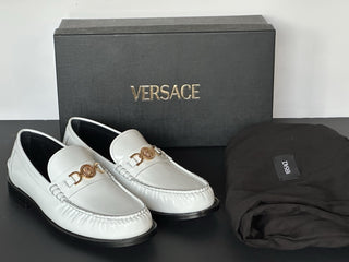 VERSACE Men's Medusa White Leather Loafers 9.5 US (42.5 Eu) 1013592 IT NIB $775