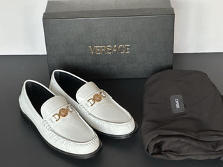 VERSACE Men's Medusa White Leather Loafers 9.5 US (42.5 Eu) 1013592 IT NIB $775